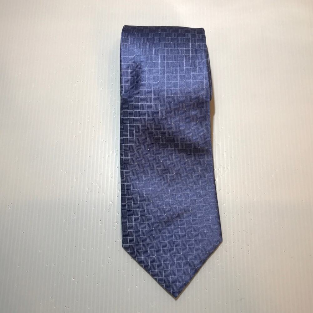 Claiborne Blue Geometric Silk Classic Wide Men Necktie